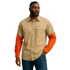 Patagonia Worn‎ Wear Men's M's Lightweight Field Shirt Long Sleeve Khaki Orange